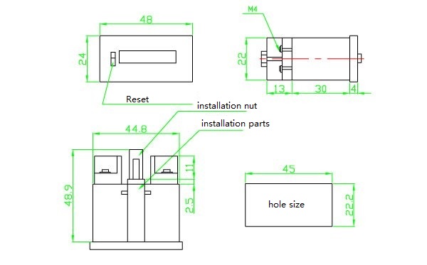 Dimensions,Installation nut,installation parts